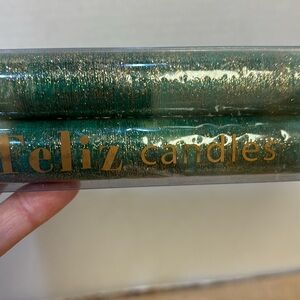 Sparkly Green and Gold 10 in. Taper Candles